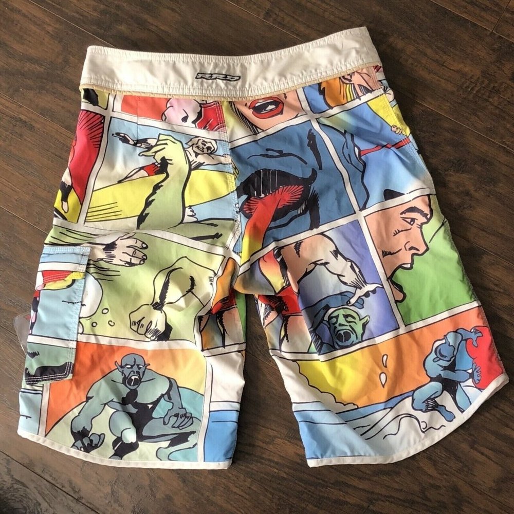 RRD Board Shorts Radical Style Comic Rare Men's 30 Roberto Ricci Designs Surf